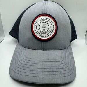 Travis Mathew Mens Flexfit 110 Trucker Hat Grey Navy The Patch Golf Cap